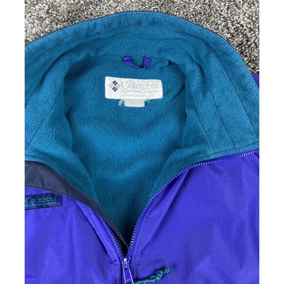 VTG 90s Columbia Sportswear Radial Sleeve Jacket Men Purple Teal Fleece Lined L - Picture 3 of 10